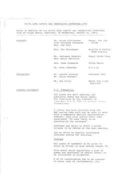 Typed meeting minutes on white paper