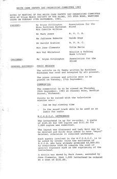 Typed meeting minutes on white paper