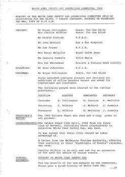 Typed meeting minutes on white paper