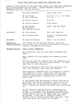Typed meeting minutes on white paper
