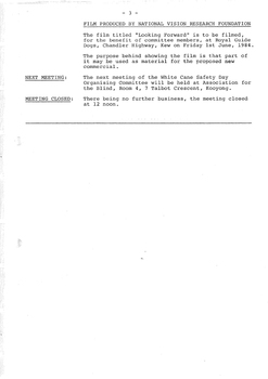 Typed meeting minutes on white paper