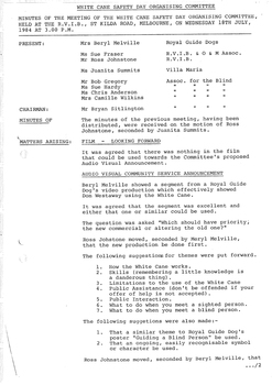 Typed meeting minutes on white paper