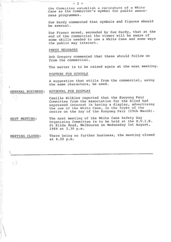 Typed meeting minutes on white paper