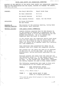 Typed meeting minutes on white paper