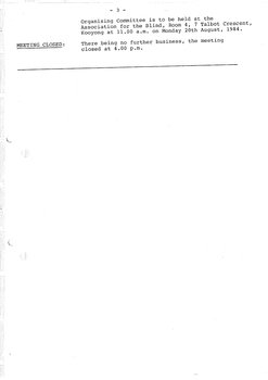 Typed meeting minutes on white paper