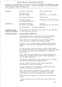 Typed meeting minutes on white paper