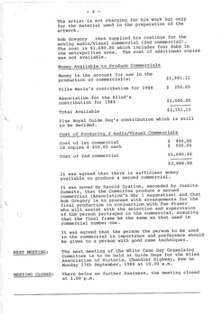 Typed meeting minutes on white paper
