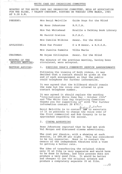 Typed meeting minutes on white paper
