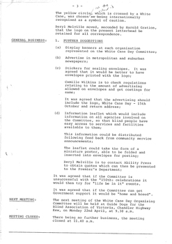 Typed meeting minutes on white paper