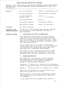 Typed meeting minutes on white paper