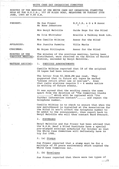Typed meeting minutes on white paper