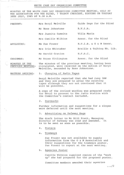Typed meeting minutes on white paper