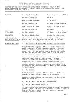 Typed meeting minutes on white paper
