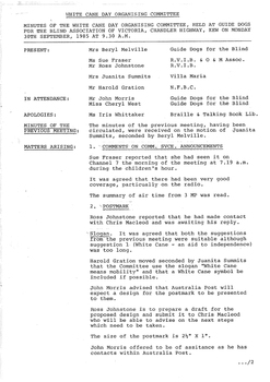 Typed meeting minutes on white paper