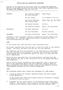 Typed meeting minutes on white paper