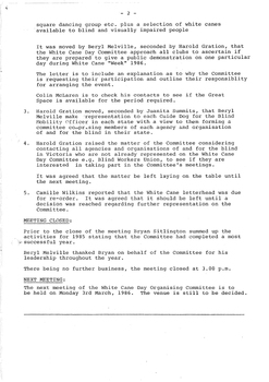 Typed meeting minutes on white paper