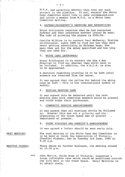 Typed meeting minutes on white paper