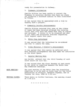 Typed meeting minutes on white paper