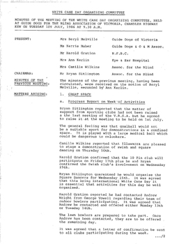 Typed meeting minutes on white paper