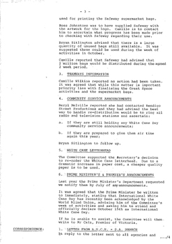 Typed meeting minutes on white paper