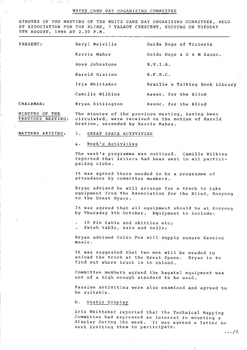 Typed meeting minutes on white paper