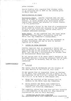Typed meeting minutes on white paper