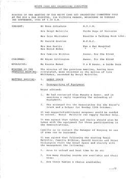 Typed meeting minutes on white paper
