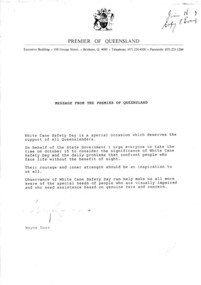 Typed letter from Premier Wayne Goss