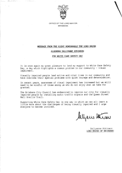 Typed letter from Lord Mayor Sallyanne Atkinson
