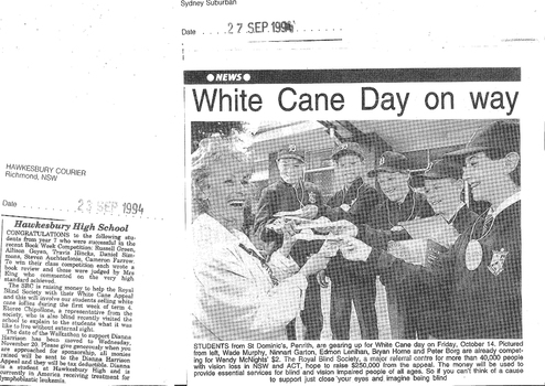 Newspaper articles about White Cane Day