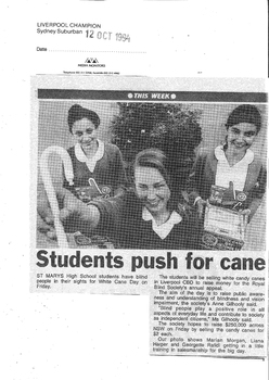 Newspaper articles about White Cane Day