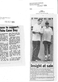 Newspaper articles about White Cane Day