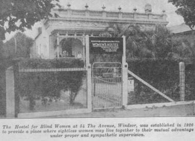 Newspaper cutting of front of a single storey house with garden