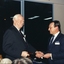 John Moule presenting plaque to John Wicking