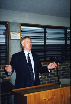 Professor Ron McCallum at the podium in full flight