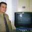 Nigel Irwin with a screen magnifier