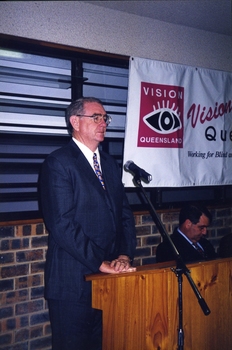 Mike Ahern at the podium for the AGM