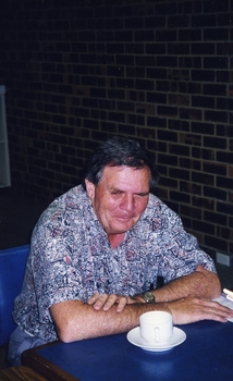 Kevin O'Mahoney with a cuppa at the AGM