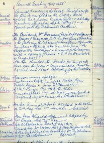 Handwritten minutes of auxiliary meeting