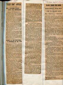 Newspaper cuttings relating to blind people and activities