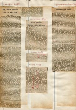 Newspaper cuttings relating to blind people and activities