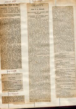 Newspaper cuttings relating to blind people and activities