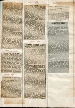 Newspaper cuttings relating to blind people and activities