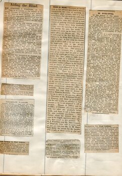 Newspaper cuttings relating to blind people and activities