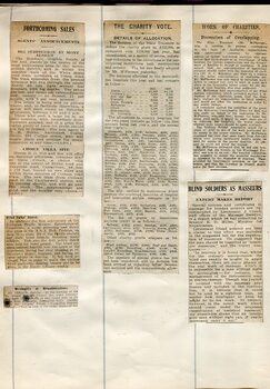 Newspaper cuttings relating to blind people and activities