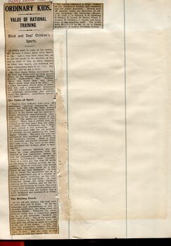 Newspaper cuttings relating to blind people and activities