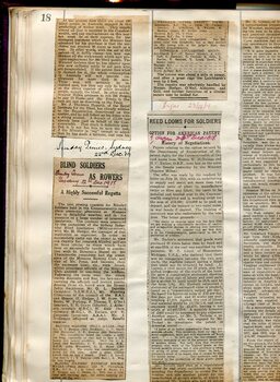 Newspaper cuttings relating to blind people and activities