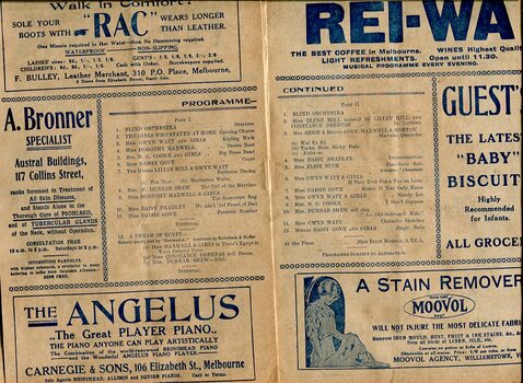 Concert program featuring blind musicians and singers