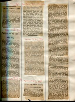 Newspaper cuttings relating to blind people and activities