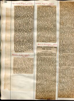 Newspaper cuttings relating to blind people and activities